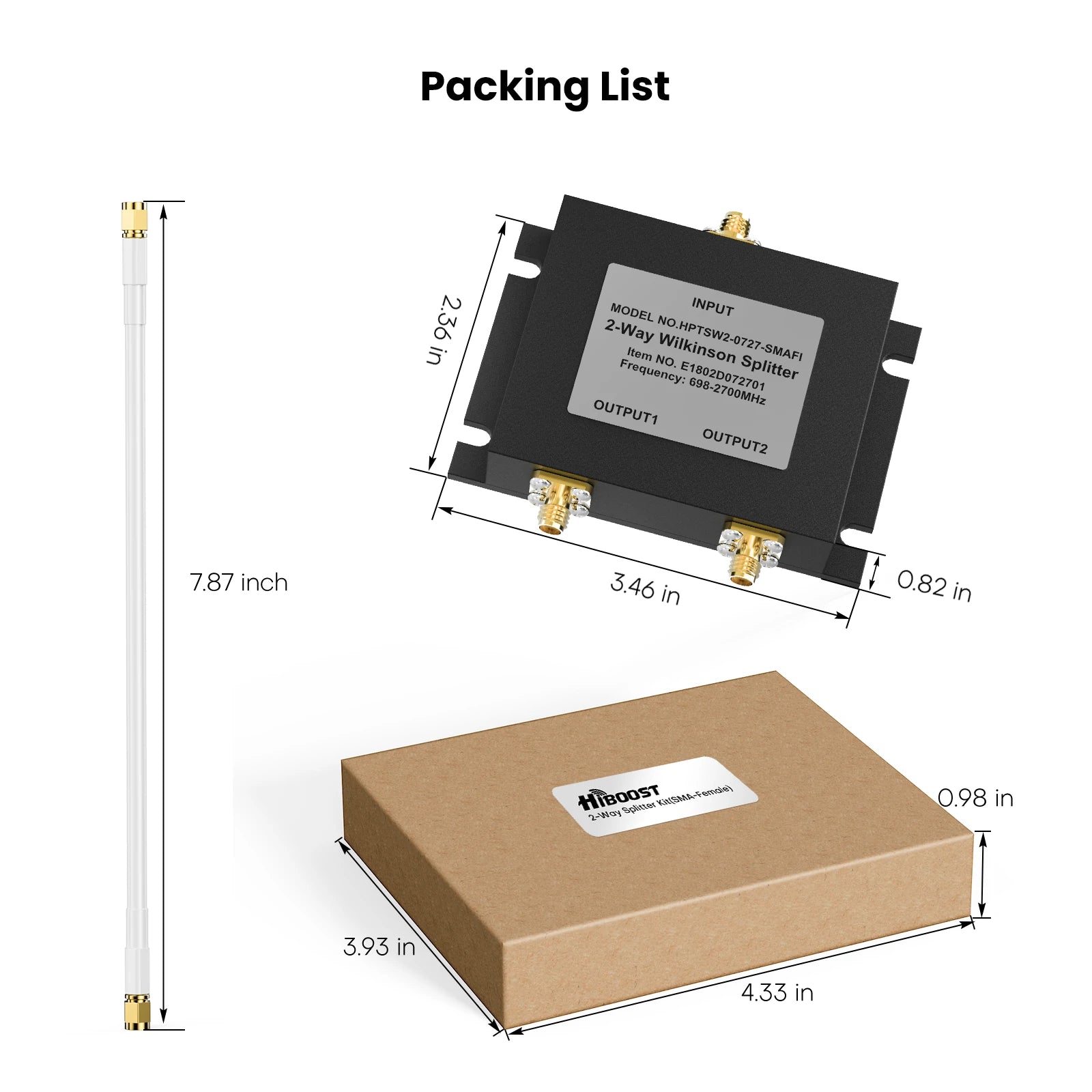 HiBoost Wide-Band 2 Way Splitter SMA-Female