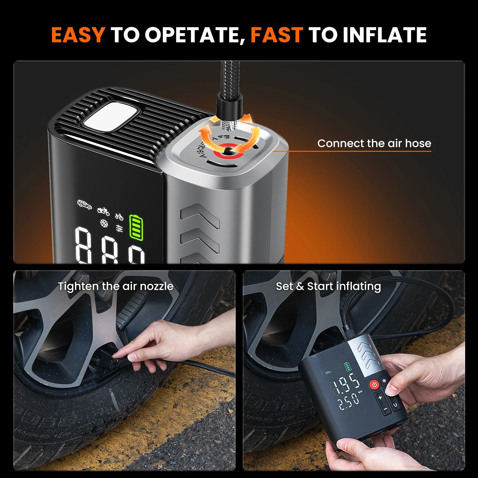 Superbars F1 Portable Smart Air Pump