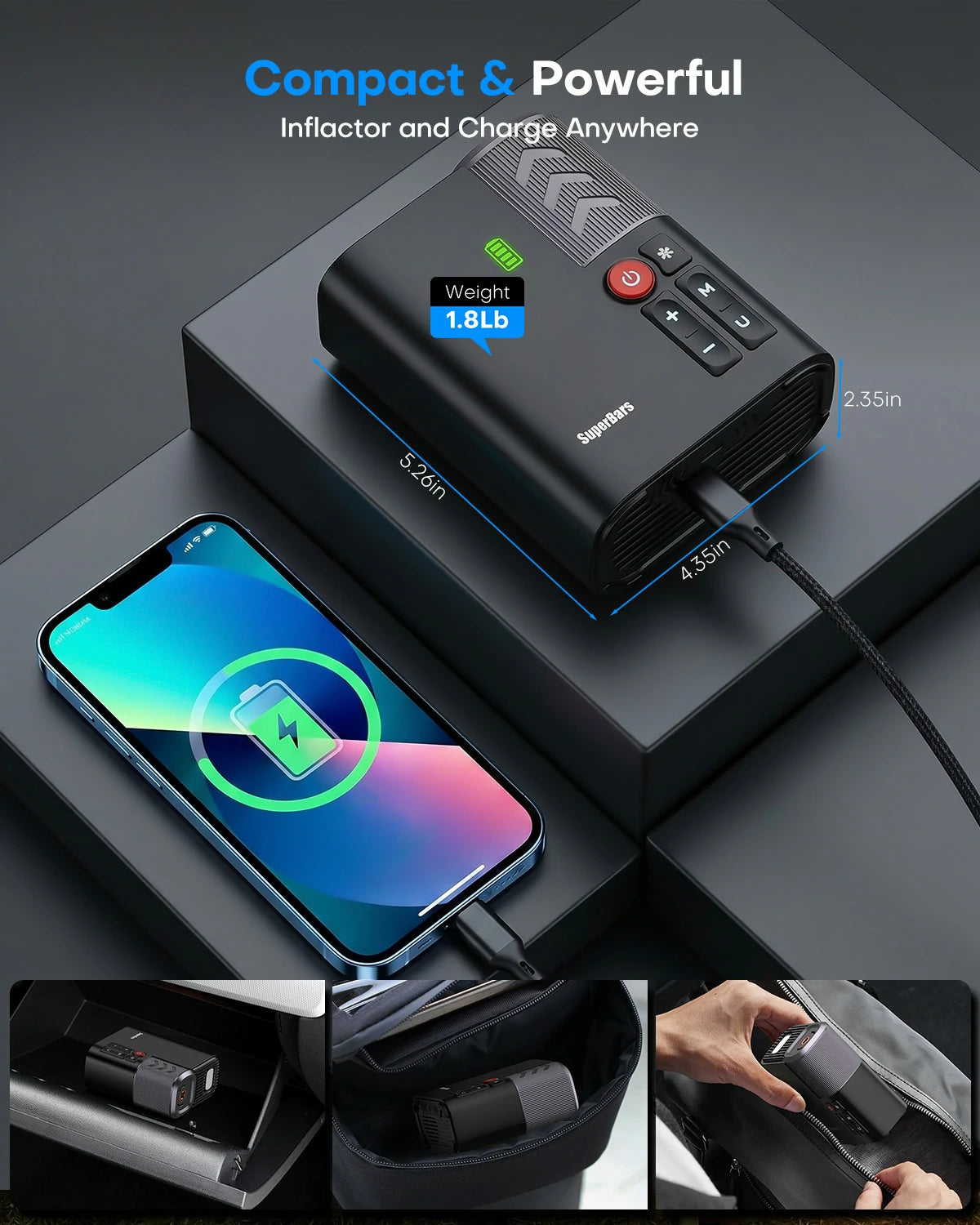 Superbars F1e Portable Smart Air Pump