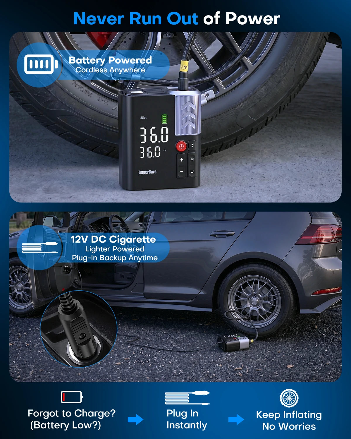 Superbars F1e Portable Smart Air Pump