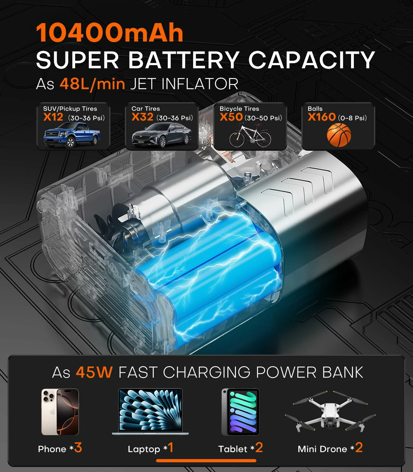 Superbars F1 Portable Smart Air Pump