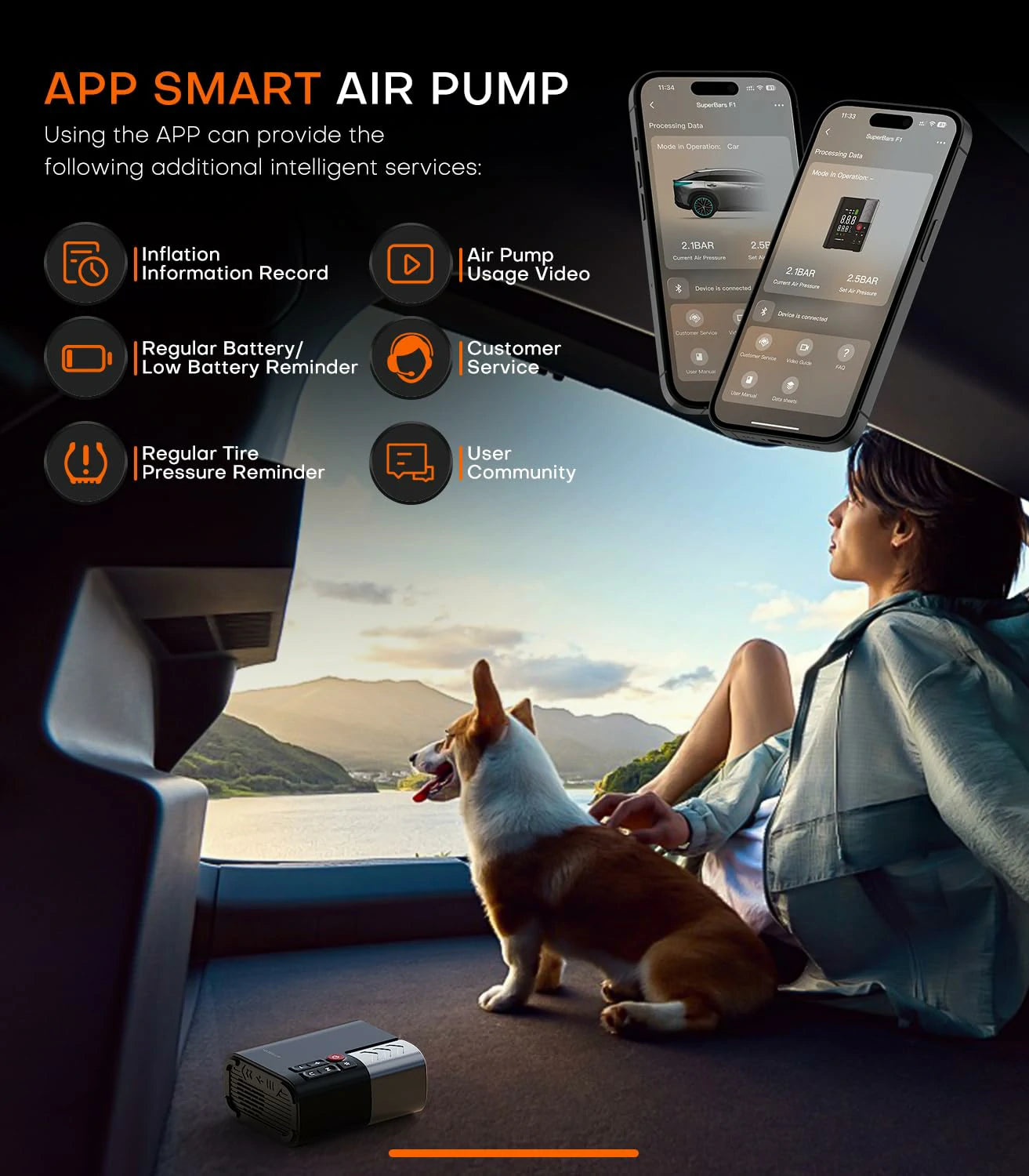 Superbars F1 Portable Smart Air Pump