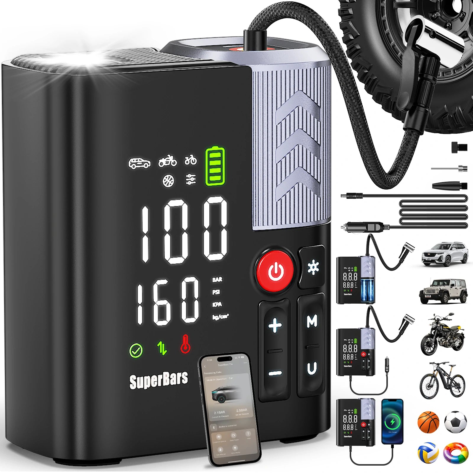 Superbars F1e Portable Smart Air Pump