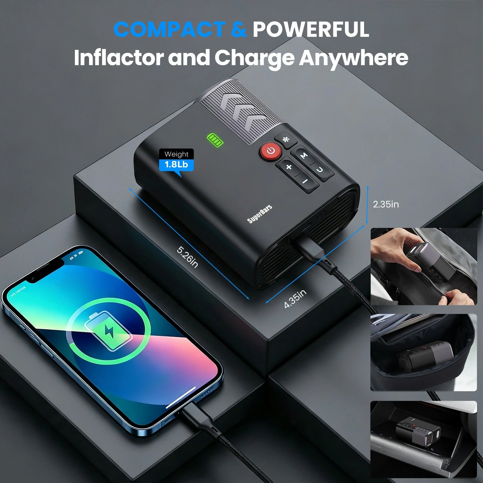 Superbars F1e Portable Smart Air Pump