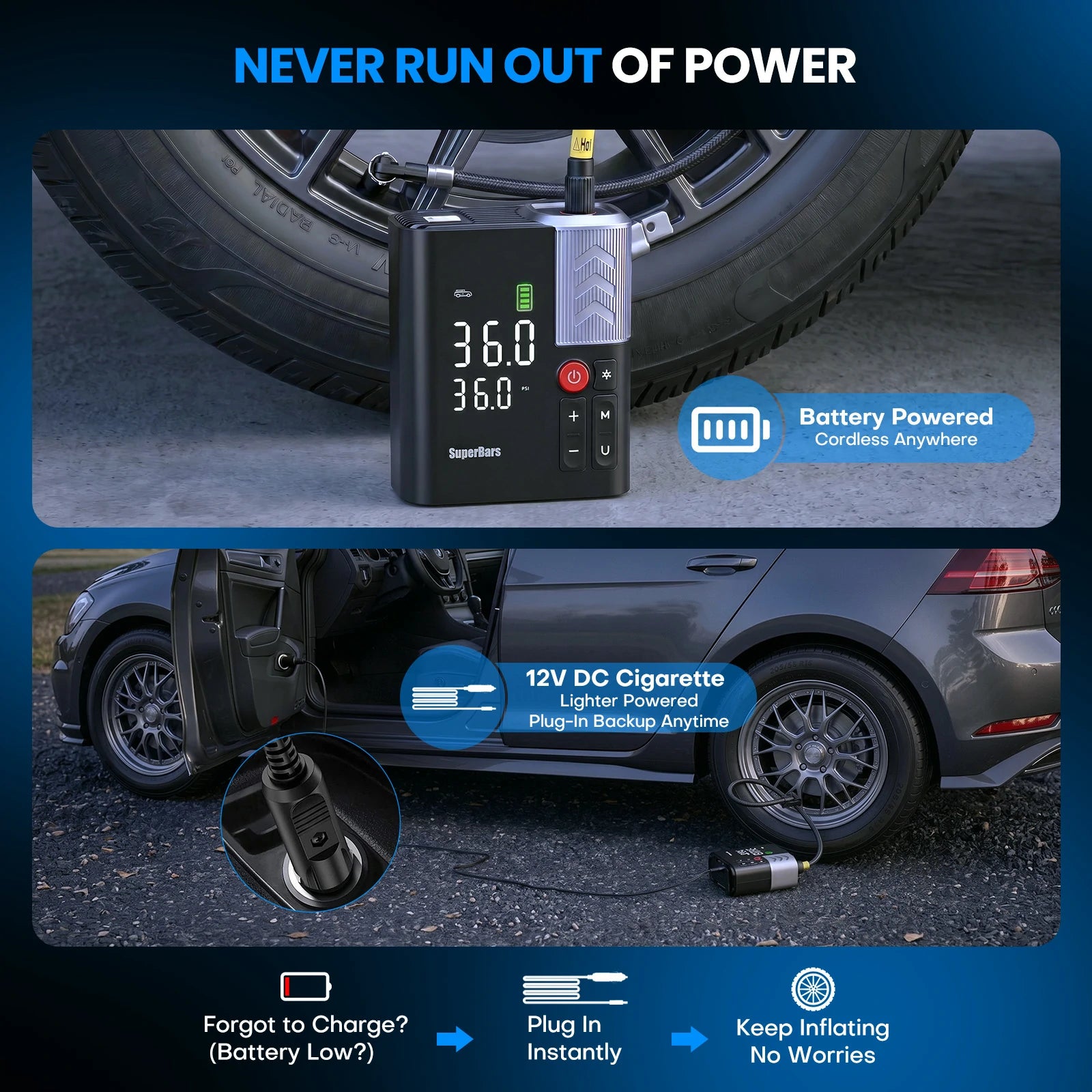 Superbars F1e Portable Smart Air Pump