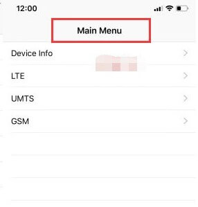 iOS Field Check mode-2-Main Menu